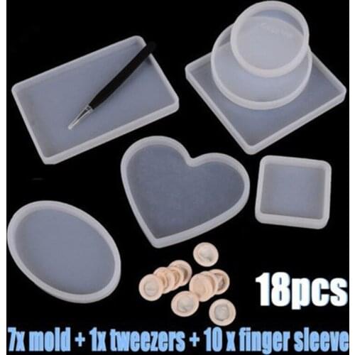 18-piece Epoxy Swing Table Mould UV Epoxy Mirror Surface Swing Table DIY Pressure Mudboard Decoration Accessories Silicone Mold