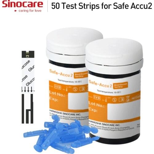 300/200/100PCS Sinocare Safe Accu2 Blood Glucose Test Strips and Lancets for Diabetes Tester
