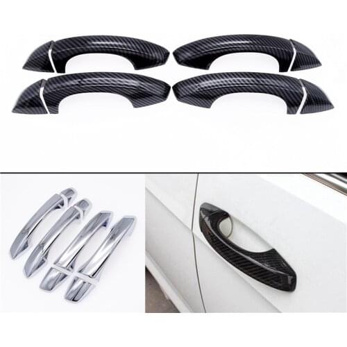 4Pcs Car Side Door Handle Cover Trim ABS Carbon Fiber Chrome Decoration Cap Sticker For Skoda Octavia A7 VW Golf 7 2014-2018