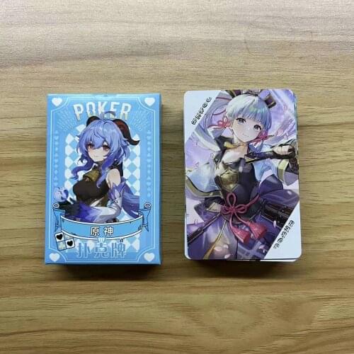 Anime Cartoon Genshin Impact Poker Cosplay Board Game Cards Hardcover Poker Toy Gift With Box