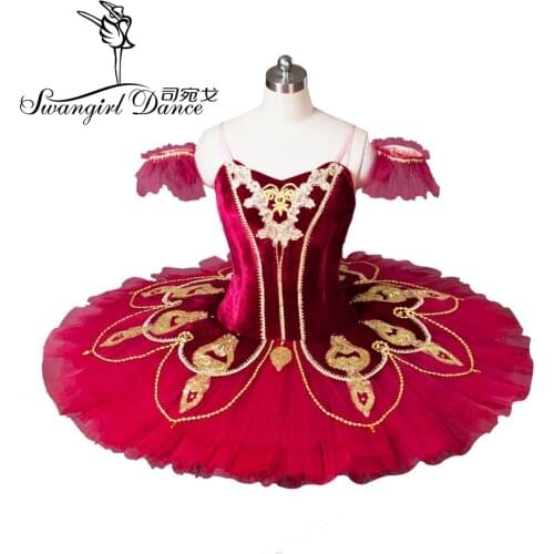 Red Spanish Professional Ballet Tutu Costume Girl Pancake Ballet Tutu Costume Dance Troupe Performance Tutu Don Quixote BT8936