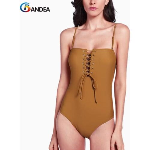 BANDEA one piece swimsuit summer swimwear female solid bandage monokini 2019 women padded bathing suit beach wear