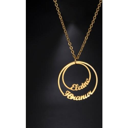 Cazador Custom Double Discs Names Necklace for Women Girls Stainless Steel Personalized Two Names Neck Chains Anniversary Gifts