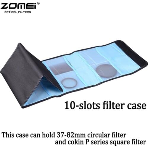 ZOMEI Camera Lens Filter Wallet Case 10 Pockets Filter Bag For 37mm-82mm UV CPL Cokin P Series Square Filter Pouch