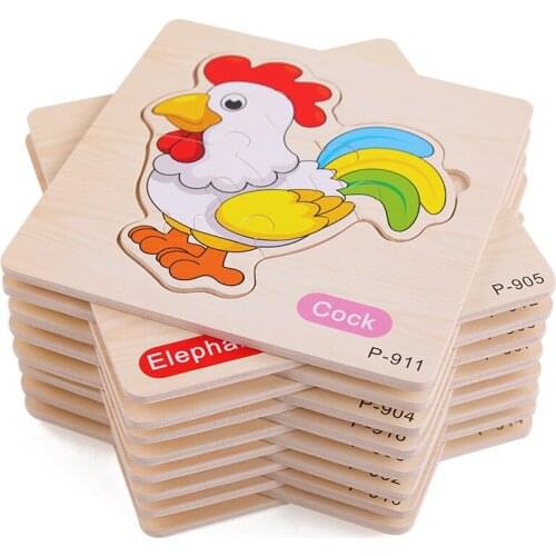 Kids Wooden 3D Jigsaw Puzzle Animal Traffic Car Baby Cognitive Learning Educational Toys for Children Intelligence Game Wood Toy