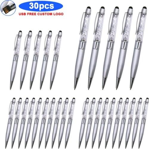 30pcs/lot Free Logo Cle USB 2.0 Flash Drive 32GB 64GB 16GB 8GB 4GB Ballpoint Pendrive Real Capacity Pen Stick U Disk for Gifts