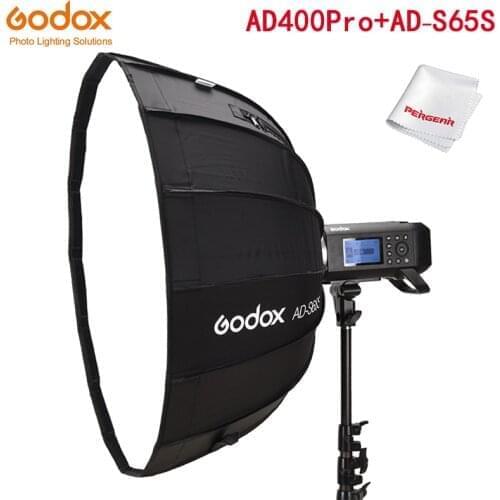 Godox AD400 Pro WITSTRO All-in-One Outdoor Flash&Godox AD-S85S 85cm White Deep Parabolic Softbox with Honeycomb Grid