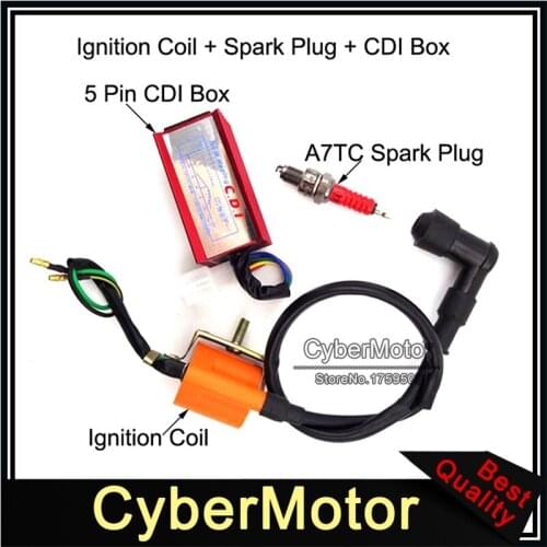 Racing Ignition Coil AC CDI Box A7TC Spark Plug For 50cc 70cc 90cc 110cc 125cc Engine Chinese Pit Dirt Bike