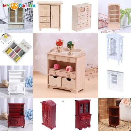 Hot! Mini Wardrobe Book Bookshelf Cabinet Bedroom Furniture Model Kit Home Living For Dollhouse 1/12 Scale Miniature Decoration