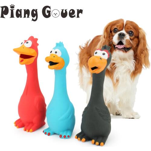 Red Blue Pet Toy Latex Animal Bellow Chicken Dogs Squeak Toys
