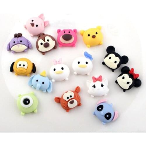 150pcs Resin Cartoon Animal Flat-back Cabochon 15MM Bear Cat Duck Squirrel Rabbit Resin Charm DIY Embellishment Decoration