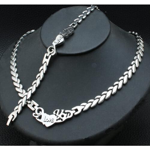 Hot Sell Wholesale Newest Fashion Stainless Steel Metal Silver Color Necklace And Bracelet Jewelry Set SFKZCLEC