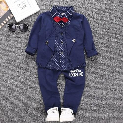 Kids Clothes Sets Spring Autumn tracksuits Baby Boys Kid Long Sleeve Gentleman Suits Children shirt Pants 2Ps Boys clothing sets