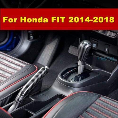 For Honda FIT JAZZ 2014-19 Gear hand brake cover all-inclusive ABS carbon fiber file handle brake cover decoration accessories