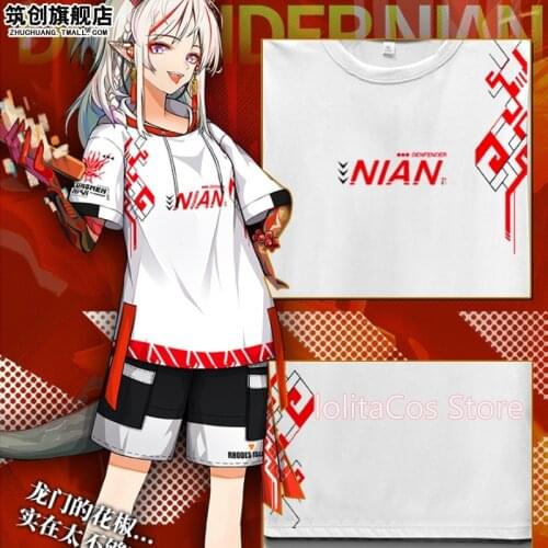 Game Arknights Nian Cosplay Summer Casual Loose Student T-shirt Tee Unisex Short Sleeve T shirt Tops Casual Fashion 3 Colors