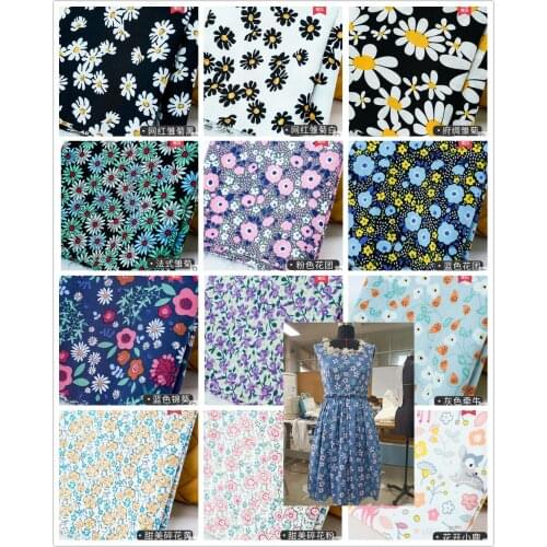 Summer thin pure cotton poplin printed fabric Daisy small floral fabric dress clothing all cotton DIY handmade