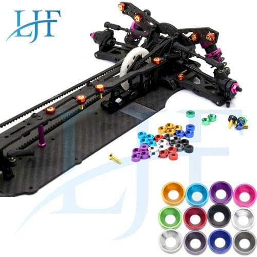 LJF 20pcs RC M2 M3 M4 M5 M6 Aluminum Colourful Anodized Countersunk Head Bolt Washers Gasket Red/Grey/Gold/Deep Blue/Black L118