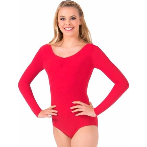 LZCMsoft Scoop Neck Womens Pinch Front Long Sleeve Leotards Ballet Girls Dance Leotards Gymnastics Black Lycra Dancewear Tops