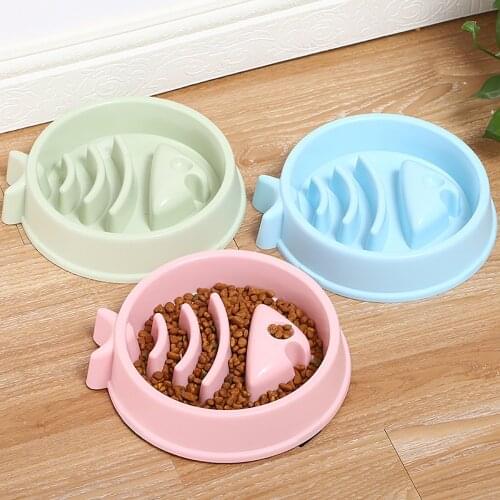 Fish Bone Design Pet Dog Cat Food Slow Feeder Puppy Anti-choking Proof Bowl Stop Maze Bowl Healthy Eating Feeding Bloat Supplies