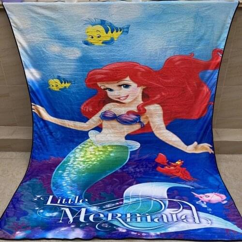 Disney mermaid Girl Fashion Anime Figures Cartoon Product Cosplay Accessories Blanket Warm Winter Household Gift New