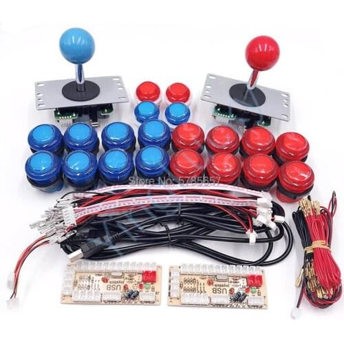 DIY arcade kit 2 players game zero delay 5v USB encoder to PC joystick with LED illuminated button for Arcade MAME video games