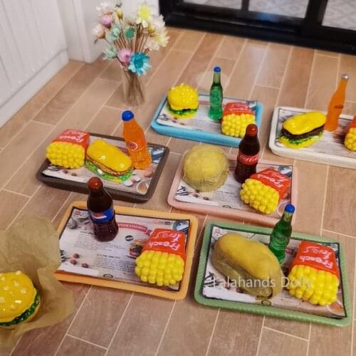 1set Dollhouse Mini Creative Burger and Fries Suit Model For OB11 Food Play Simulation Food Dessert Dollhouse Accessories