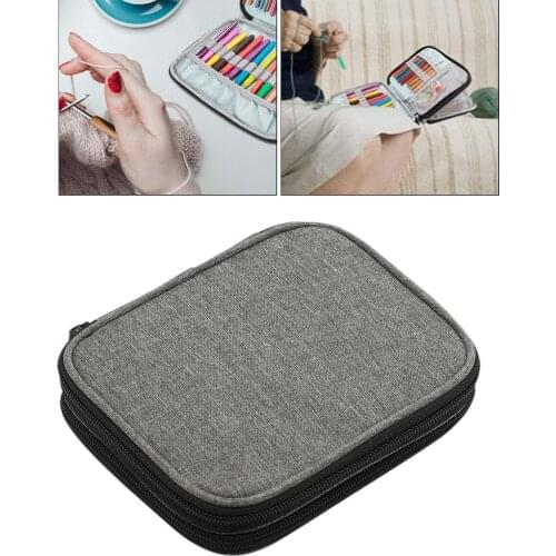Oxford Crochet Hook Case Only Empty Zipper Bag Portable Travel Crochet Storage Bag with Web Pocket for Carrying Crochet Needles