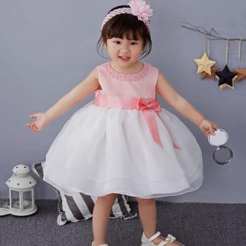 Newborn Baby Girl 1 Year Birthday Dress Petals Tulle Toddler Girl Christening Dress Infant Princess Party Dresses For Girls Pink
