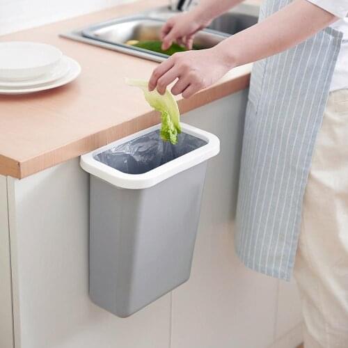 Simple Thick Kitchen Countertop Trash Basket Plastic Desktop Storage Box Trash Can Cabinet Door Hanging Large