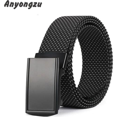New High-grade Fine Workmanship Nylon Men Waistband Pure Colour Alloy Automatic Buckle Snowflake Point Wear-resistant Belt