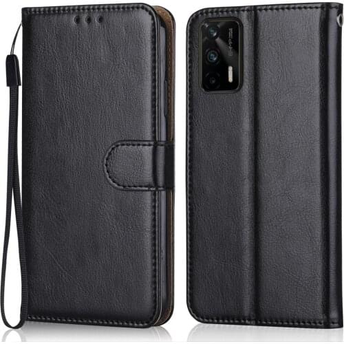 Folio Luxury Leather Case for On Realme GT Neo 5G Wallet Stand Flip Case for OPPO Realme GT Neo Flash 5G Phone Bag with Strap
