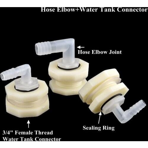 3/4" To 9.5~19.5mm Elbow Aquarium Fish Tank Hose Connector Water Tank Drainage Pagoda Joint Garden Irrigation Water Pipe Adapter