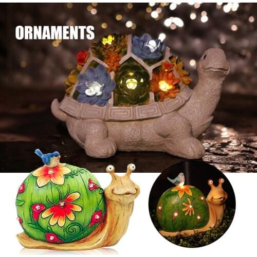 Snails/Turtle Garden Figurine Outdoor Decor Garden Art Solar Statue with LED for Patio Lawn Yard Waterproof SP99