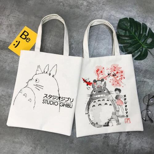 Totoro shopping bag grocery handbag shopping cotton tote bag reusable reciclaje cloth bolsas reutilizables sac tissu