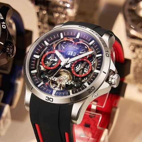 The tourbillon racing luminous watches men gone hollow out fully automatic mechanical watches