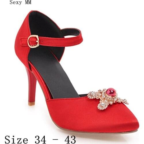 D'Orsay High Heels Women High Heel Shoes Pumps Stiletto Woman Party Wedding Shoes Kitten Heels Plus Size 34 - 40 41 42 43