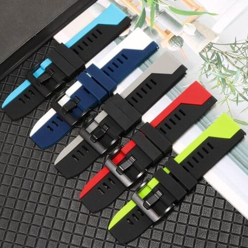 Waterproof and Soft Silicone watchband 20 22mm black red Rubber bracelet Replacement strap for Huawei watch GT 2 e Quick release