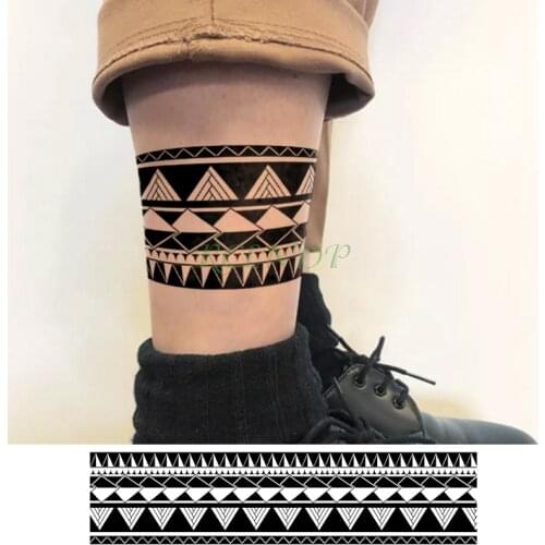 Waterproof Temporary Tattoo Sticker Triangle Line band Fake Tatto Personality Flash Tatoo Waist Arm Foot Tato for Girl Women Men