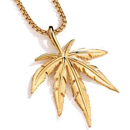Xishan Weed Herb Charm Necklace Maple Leaf Pendant Necklace Suspension Hip Hop Chains Pendants for Women Jewelry Wholesale