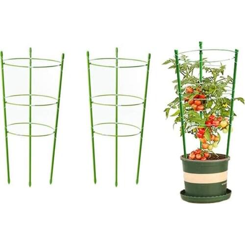 Plant Support Cage Metal Rust Resistant Garden Plant Support Ring Plant Stake for Tomato Climbing Plant Flower 2PCS