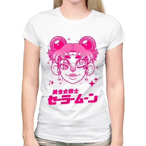 Short hair demon sailor Moon funny t shirt femme summer new white short sleeve women casual tshirt kawaii streetwear tee