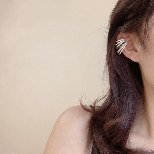 Women Clip Earrings Multi Crystal Circle Ear Cuff for Women Hiphop Jewelry Femme Brincos Rhinestone Earring Clips Fashion Bijoux