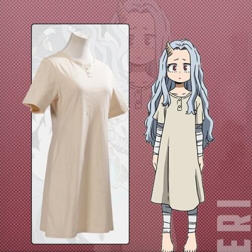Anime My Hero Academia Cosplay Eri Costumes For Women Girls Short Sleeve Dress Wig Bandage Performance Show Role Play