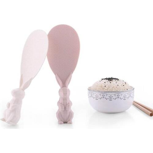 1PC Cute Rice Spoon Lovely Rabbit Stand-able Rice Serving Spoon Rice Spatula Rice Paddle