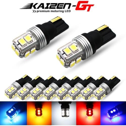 10pcs W5W T10 168 194 10-SMD Error Free Canbus LED Bulbs For Car License Plate Light, Parking Position Light, Sidemarker Light