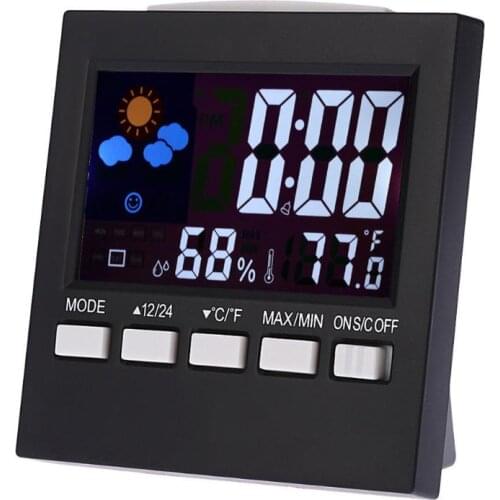 100pcs Weather forecast Children Alarm station Digital LCD screen temperature and humidity Monitor backlight snooze function