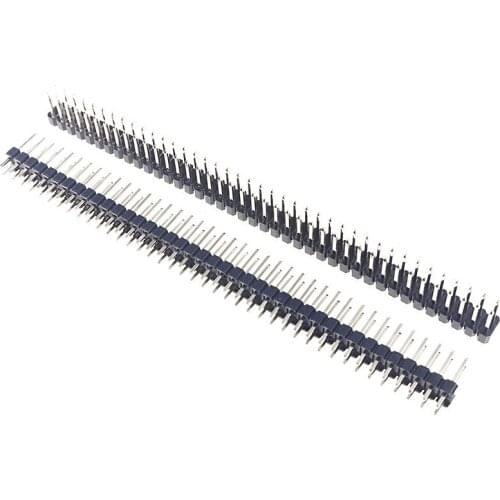 200pcs 2x40 P 2.54mm Pitch Pin Header dual row Male straight square pins through hole gold plated rows space 2.54