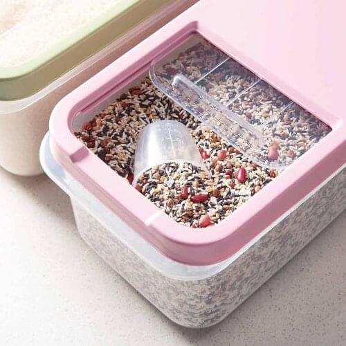 2020New 40cm Kitchen Rice Storage Box Grain Container Kitchen Organizer Large Plastic Flour Rice Boxes Dust-Proof Moisture
