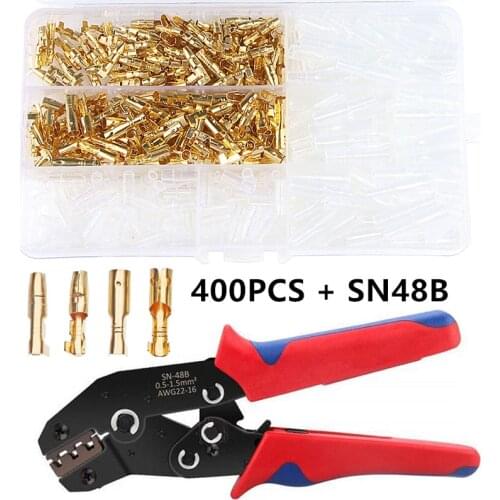 400PCS 4.0mm Bullet Terminals Car Auto Motorcycle Crimp Terminals Electrical Wire Bullet Connectors SN48B Crimping Tool Kit