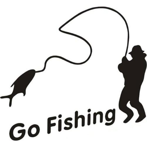 Creative Car Sticker Fishing GO FISHING Accessories Vinyl PVC 14cm*10cm Motorcycle Waterproof Windshield Car Styling Decal